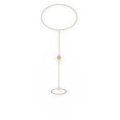 Tektaş Şahmeran Bilezik - Sitrin 925 ayar rose altın kaplama gümüş bilezik (40 cm rose altın rolo zincir) #1u034mx