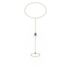 Tektaş Şahmeran Bilezik - Garnet 925 ayar siyah rodyum kaplama gümüş bilezik (40 cm altın rolo zincir) #1u0mrkc