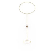 Tektaş Şahmeran Bilezik - Swarovski 925 ayar rose altın kaplama gümüş bilezik (40 cm altın rolo zincir) #1uqr9jq