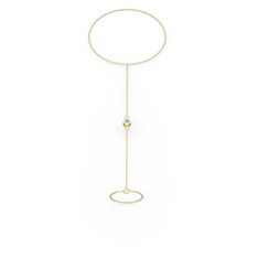 Tektaş Şahmeran Bilezik - Akuamarin 18 ayar altın bilezik (40 cm gümüş rolo zincir) #1uude5e