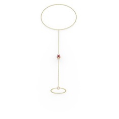 Rodolit garnet 8 ayar rose altın bilezik (40 cm gümüş rolo zincir)