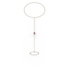 Tektaş Şahmeran Bilezik - Rodolit garnet 18 ayar beyaz altın bilezik (40 cm rose altın rolo zincir) #1ve357h