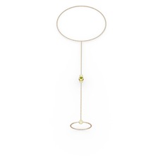 Tektaş Şahmeran Bilezik - Peridot 8 ayar altın bilezik (40 cm rose altın rolo zincir) #1ywzdzj