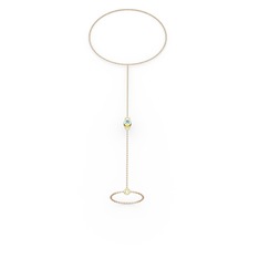 Tektaş Şahmeran Bilezik - Akuamarin 925 ayar altın kaplama gümüş bilezik (40 cm rose altın rolo zincir) #59v2w9