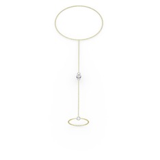 Tektaş Şahmeran Bilezik - Swarovski 14 ayar beyaz altın bilezik (40 cm gümüş rolo zincir) #5zy73t
