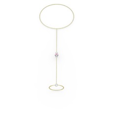 Pembe kuvars 925 ayar gümüş bilezik (40 cm gümüş rolo zincir)