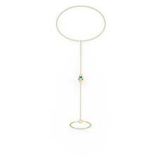 Tektaş Şahmeran Bilezik - Yeşil kuvars 14 ayar altın bilezik (40 cm altın rolo zincir) #6braxy