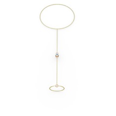 Tektaş Şahmeran Bilezik - Akuamarin 925 ayar rose altın kaplama gümüş bilezik (40 cm altın rolo zincir) #7dndzj