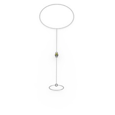 Tektaş Şahmeran Bilezik - Peridot 925 ayar siyah rodyum kaplama gümüş bilezik (40 cm beyaz altın rolo zincir) #95vto1