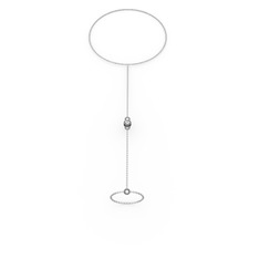 Tektaş Şahmeran Bilezik - Swarovski 925 ayar siyah rodyum kaplama gümüş bilezik (40 cm beyaz altın rolo zincir) #9fn4we