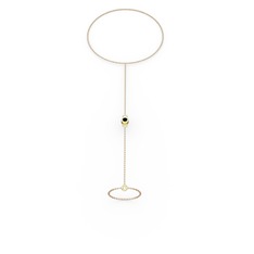 Siyah zirkon 925 ayar altın kaplama gümüş bilezik (40 cm rose altın rolo zincir)