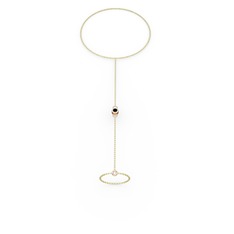 Tektaş Şahmeran Bilezik - Siyah zirkon 925 ayar rose altın kaplama gümüş bilezik (40 cm altın rolo zincir) #9roiim