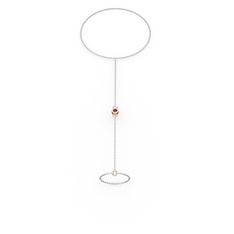 Kök yakut 18 ayar rose altın bilezik (40 cm beyaz altın rolo zincir)