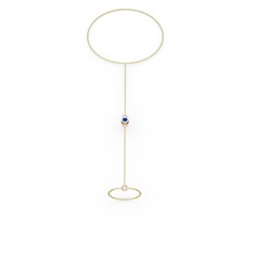 Tektaş Şahmeran Bilezik - Lab safir 925 ayar rose altın kaplama gümüş bilezik (40 cm altın rolo zincir) #b473te