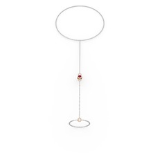 Rodolit garnet 18 ayar rose altın bilezik (40 cm beyaz altın rolo zincir)