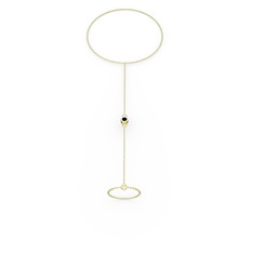 Tektaş Şahmeran Bilezik - Siyah zirkon 14 ayar altın bilezik (40 cm altın rolo zincir) #c3cko3