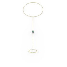 Tektaş Şahmeran Bilezik - Yeşil kuvars 14 ayar beyaz altın bilezik (40 cm altın rolo zincir) #dp656t