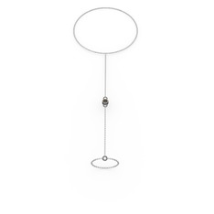 Tektaş Şahmeran Bilezik - Dumanlı kuvars 925 ayar siyah rodyum kaplama gümüş bilezik (40 cm gümüş rolo zincir) #fdlgdk