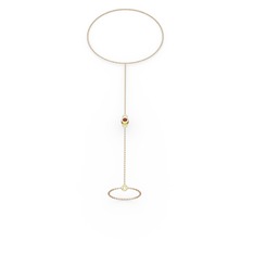 Tektaş Şahmeran Bilezik - Kök yakut 14 ayar altın bilezik (40 cm rose altın rolo zincir) #gcn6ap