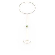 Yeşil kuvars 925 ayar altın kaplama gümüş bilezik (40 cm rose altın rolo zincir)