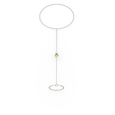 Tektaş Şahmeran Bilezik - Kök zümrüt 18 ayar altın bilezik (40 cm beyaz altın rolo zincir) #hckuhl