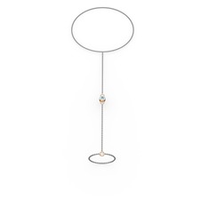 Akuamarin 925 ayar rose altın kaplama gümüş bilezik (40 cm gümüş rolo zincir)