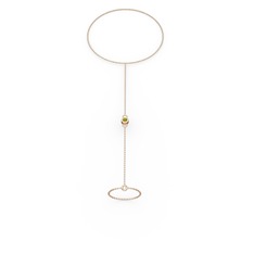 Tektaş Şahmeran Bilezik - Peridot 8 ayar rose altın bilezik (40 cm rose altın rolo zincir) #itc760