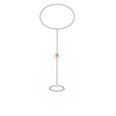 Tektaş Şahmeran Bilezik - Kök zümrüt 14 ayar rose altın bilezik (40 cm gümüş rolo zincir) #j1a9t6