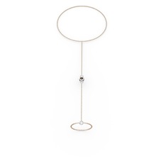 Tektaş Şahmeran Bilezik - Dumanlı kuvars 925 ayar gümüş bilezik (40 cm rose altın rolo zincir) #k50r4