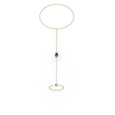 Siyah zirkon 925 ayar siyah rodyum kaplama gümüş bilezik (40 cm altın rolo zincir)