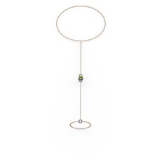 Peridot 925 ayar siyah rodyum kaplama gümüş bilezik (40 cm rose altın rolo zincir)