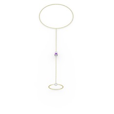 Tektaş Şahmeran Bilezik - Ametist 14 ayar beyaz altın bilezik (40 cm altın rolo zincir) #lsizbh