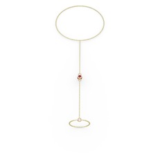 Tektaş Şahmeran Bilezik - Garnet 925 ayar rose altın kaplama gümüş bilezik (40 cm gümüş rolo zincir) #m66pj9