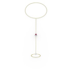 Rodolit garnet 14 ayar beyaz altın bilezik (40 cm altın rolo zincir)