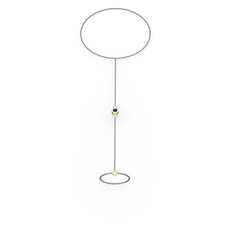 Lab safir 8 ayar altın bilezik (40 cm gümüş rolo zincir)