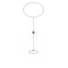 Rodolit garnet 925 ayar siyah rodyum kaplama gümüş bilezik (40 cm beyaz altın rolo zincir)