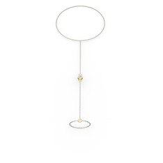 Tektaş Şahmeran Bilezik - Swarovski 925 ayar altın kaplama gümüş bilezik (40 cm gümüş rolo zincir) #pnqd96