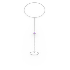 Tektaş Şahmeran Bilezik - Ametist 18 ayar beyaz altın bilezik (40 cm beyaz altın rolo zincir) #pt4ar8