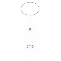Rodolit garnet 8 ayar beyaz altın bilezik (40 cm gümüş rolo zincir)