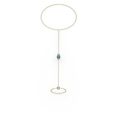 Tektaş Şahmeran Bilezik - Kök zümrüt 925 ayar siyah rodyum kaplama gümüş bilezik (40 cm altın rolo zincir) #qsawry