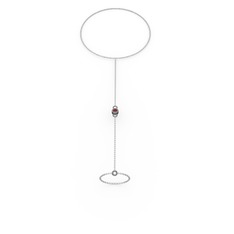 Tektaş Şahmeran Bilezik - Kök yakut 925 ayar siyah rodyum kaplama gümüş bilezik (40 cm beyaz altın rolo zincir) #qz5bdx