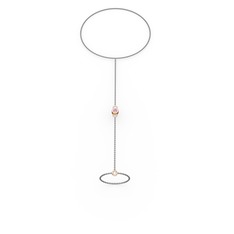 Pembe kuvars 18 ayar rose altın bilezik (40 cm gümüş rolo zincir)