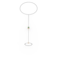 Kök zümrüt 925 ayar rose altın kaplama gümüş bilezik (40 cm gümüş rolo zincir)