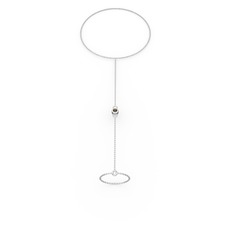 Dumanlı kuvars 8 ayar beyaz altın bilezik (40 cm beyaz altın rolo zincir)