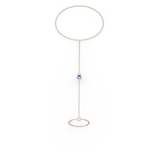 Tektaş Şahmeran Bilezik - Ametist 8 ayar beyaz altın bilezik (40 cm rose altın rolo zincir) #tijub5