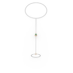 Tektaş Şahmeran Bilezik - Yeşil kuvars 14 ayar rose altın bilezik (40 cm gümüş rolo zincir) #u9sgpg