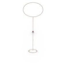 Tektaş Şahmeran Bilezik - Kök yakut 8 ayar beyaz altın bilezik (40 cm rose altın rolo zincir) #uv2uxn