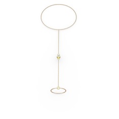 Beyaz zirkon 925 ayar altın kaplama gümüş bilezik (40 cm rose altın rolo zincir)