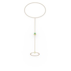 Tektaş Şahmeran Bilezik - Kök zümrüt 8 ayar altın bilezik (40 cm rose altın rolo zincir) #vn10nc