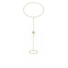 Tektaş Şahmeran Bilezik - Kök zümrüt 14 ayar altın bilezik (40 cm altın rolo zincir) #w3ioll